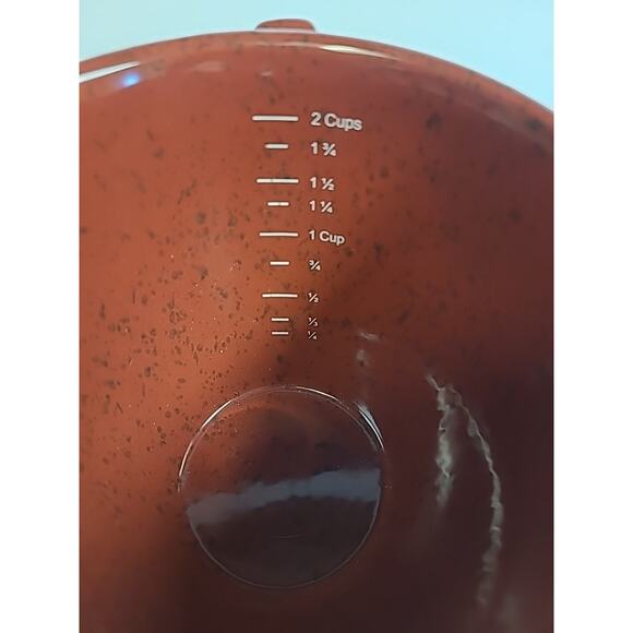 Paula Deen Kitchen Measuring Cup Dark Red Speckled Stoneware Ceramic 2 Cup - Picture 4 of 8